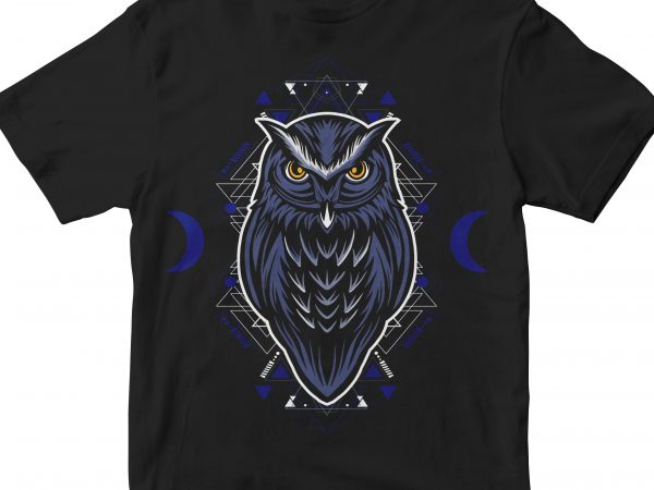Owl head geometric print ready shirt design