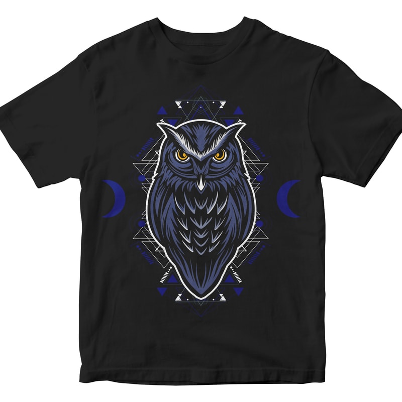 OWL HEAD GEOMETRIC commercial use t shirt designs