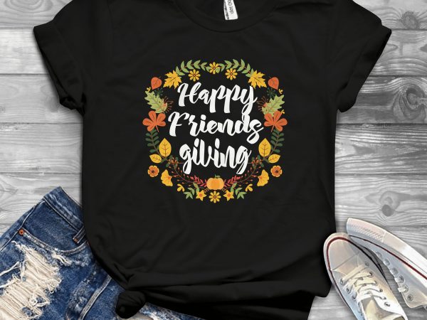 Happy friends giving t shirt design to buy