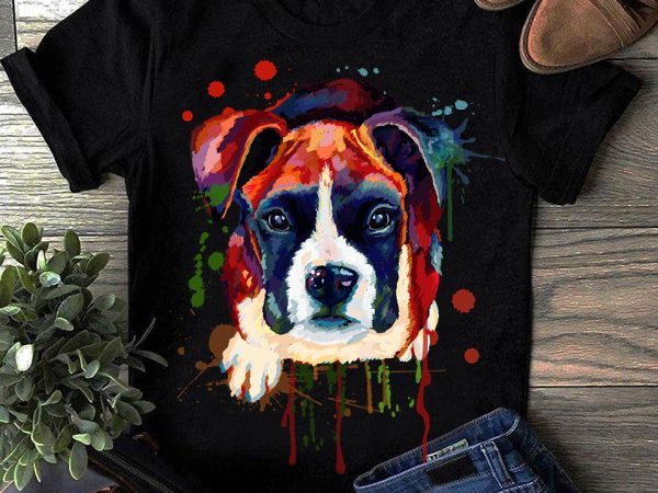 Boxer – hand drawing dog by photoshop – 13 t shirt design for download