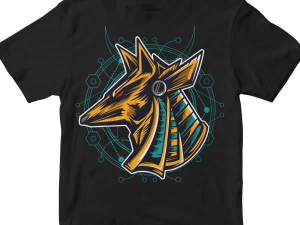 Anubis head geometric t shirt design for purchase