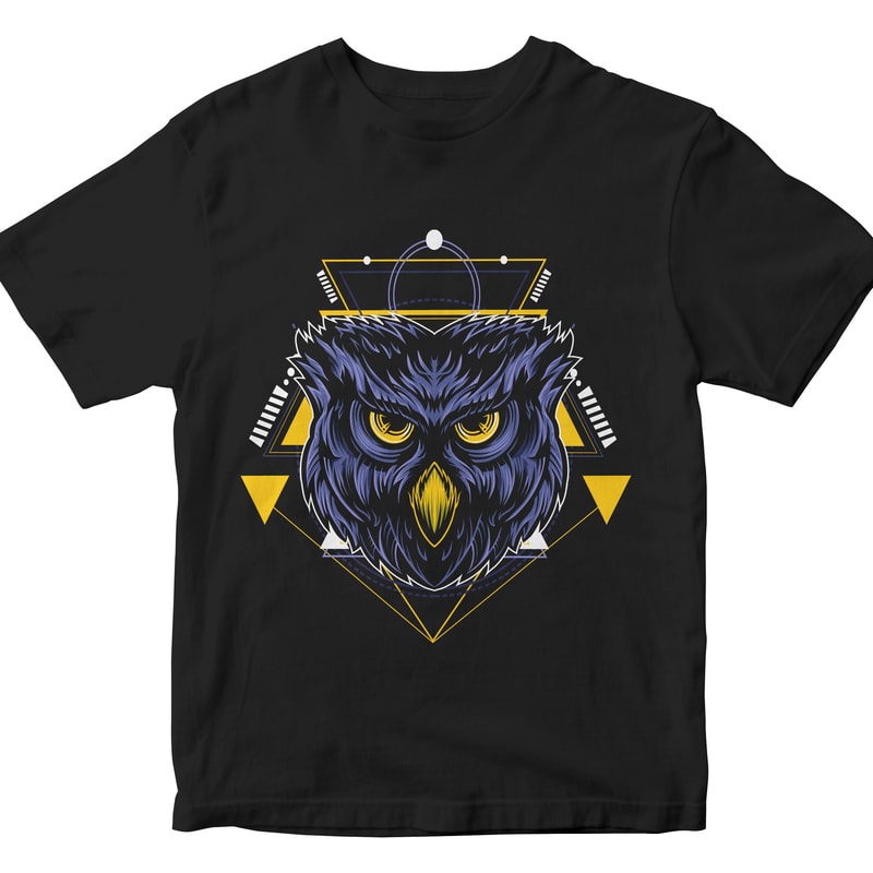 OWL HEAD GEOMETRIC t shirt designs for print on demand