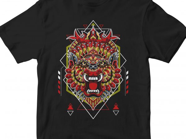 King ape head geometric print ready shirt design