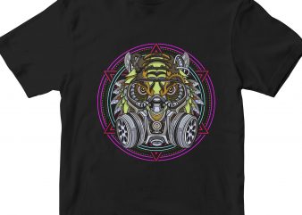 TIGER HEAD MASK GEOMETRIC t shirt design for sale