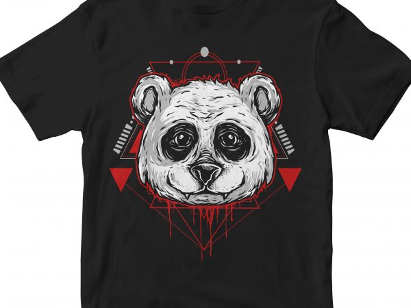 Panda head geometric vector t-shirt design template