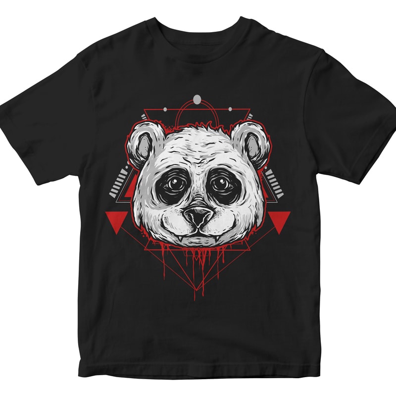 PANDA HEAD GEOMETRIC vector t-shirt design template - Buy t-shirt designs