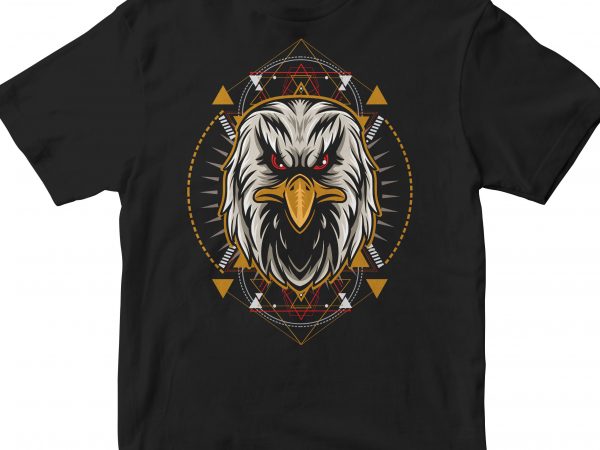 Eagle head heometric print ready shirt design