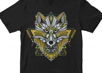 WOLF HEAD GEOMETRIC vector t shirt design for download