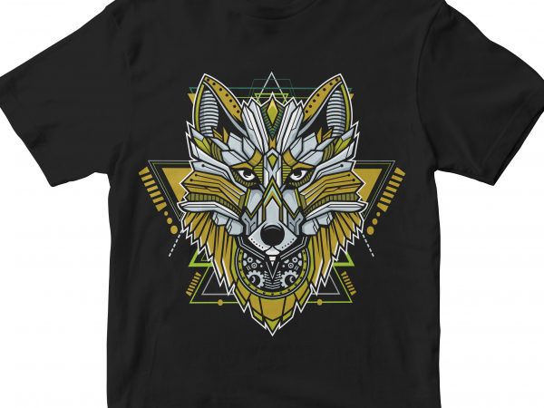 Wolf head geometric vector t shirt design for download Wolf head geometric vector t shirt design for download