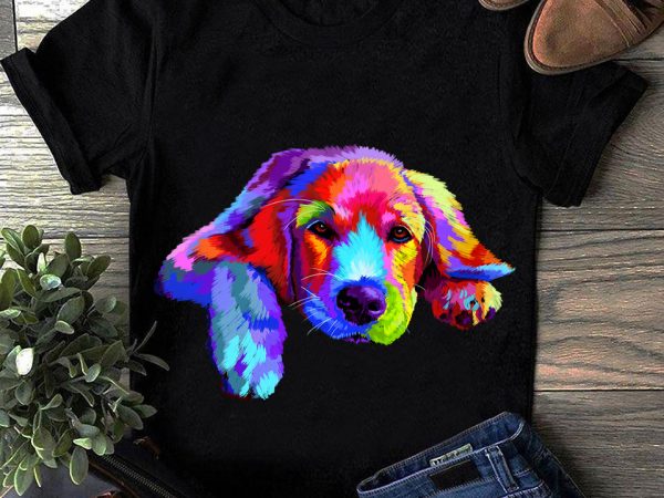 Golden retriever – hand drawing dog by photoshop – 18 t shirt design for download