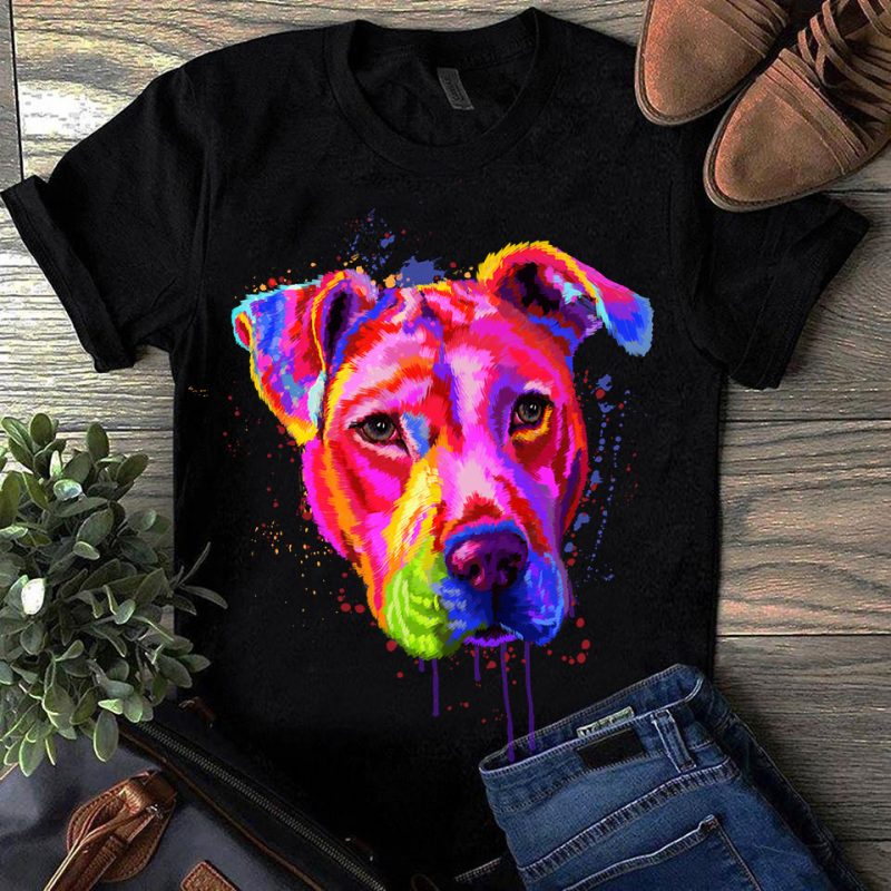 Cute Pitbull Pup T-shirt Design Vector Download