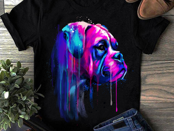 Boxer – hand drawing dog by photoshop – 2 print ready t shirt design