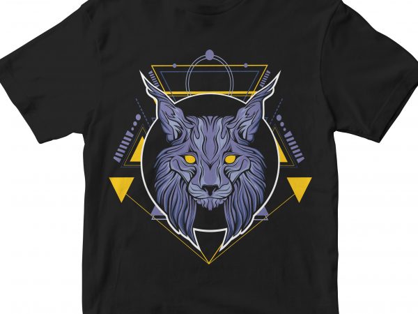 Mighty wolf head geometric vector t shirt design artwork