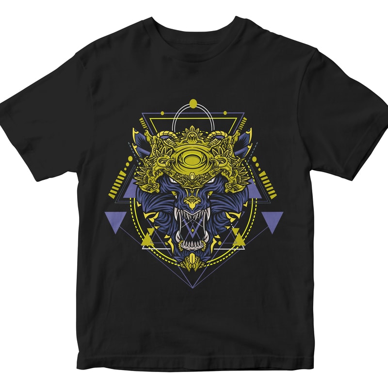 GOLDER ROBOT WOLF GEOMETRIC commercial use t shirt designs