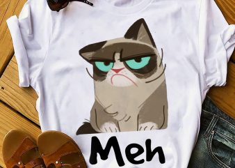 Cat Meh t shirt design for download
