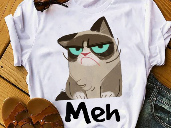 Cat meh t shirt design for download