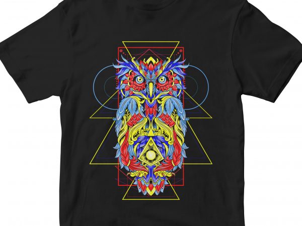 Owl head geometric buy t shirt design