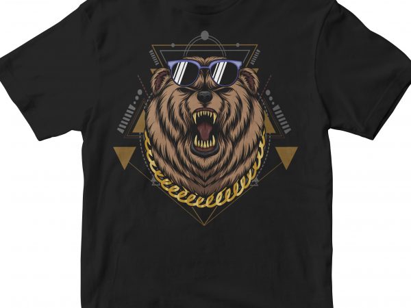 Bear head geometric t shirt design to buy