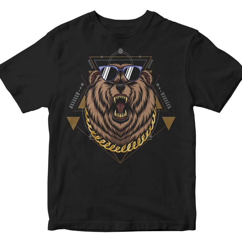 BEAR HEAD GEOMETRIC commercial use t shirt designs