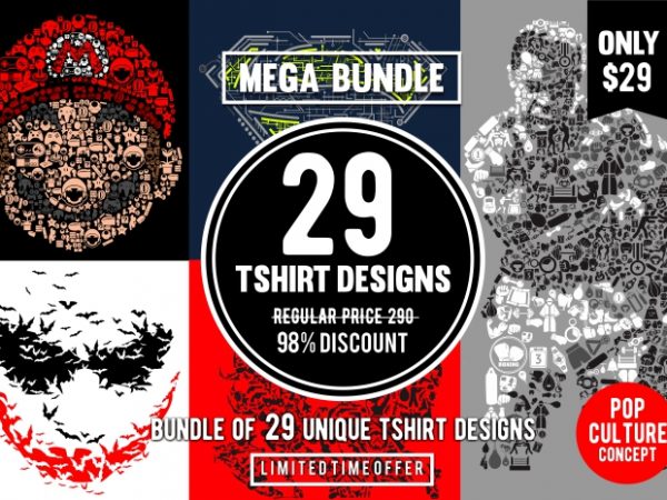 29 tshirt designs bundle