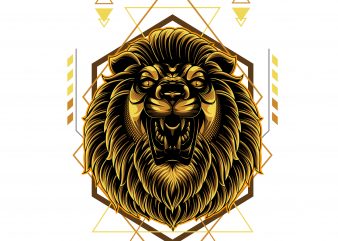 golden lion geometric vector t-shirt design