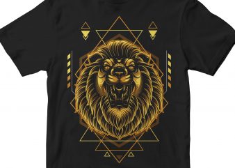 GOLDEN LION GEOMETRIC t shirt design for sale