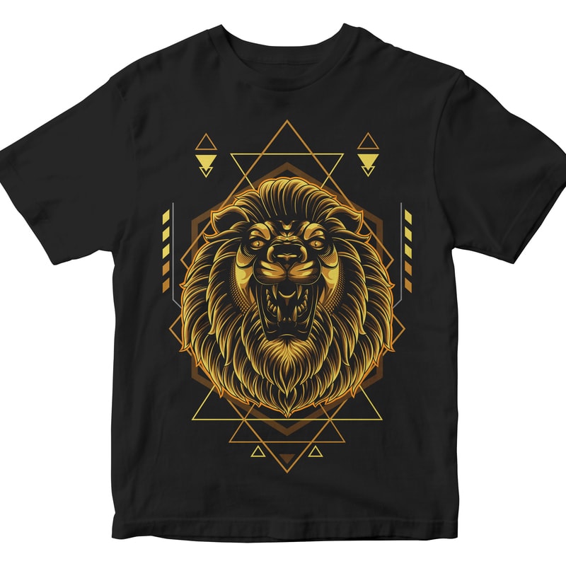 GOLDEN LION GEOMETRIC tshirt design for merch by amazon