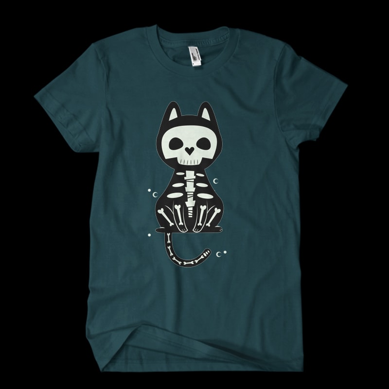 cat skull t shirt designs for merch teespring and printful