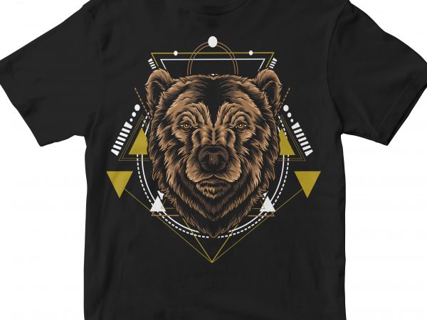 Bear head geometric vector t-shirt design template