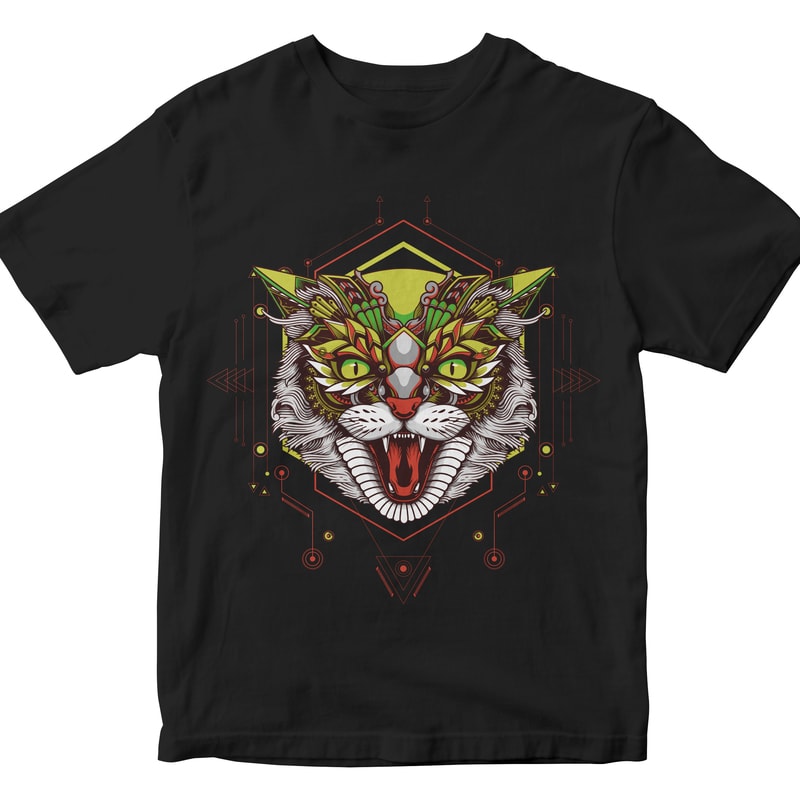 CAT HEAD GEOMETRIC t shirt designs for teespring