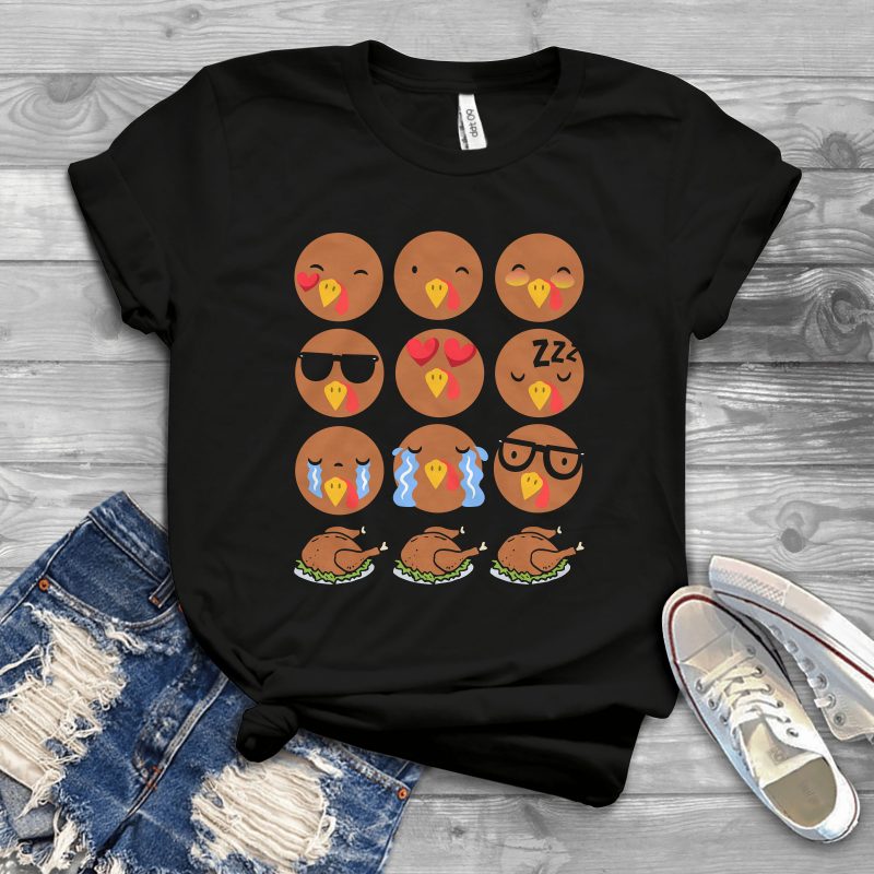 turkey emotion emoji t shirt designs for print on demand