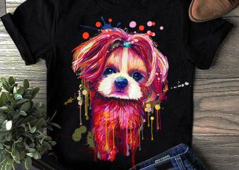 Shih Tzu – Hand Drawing Dog By Photoshop – 7 graphic t-shirt design