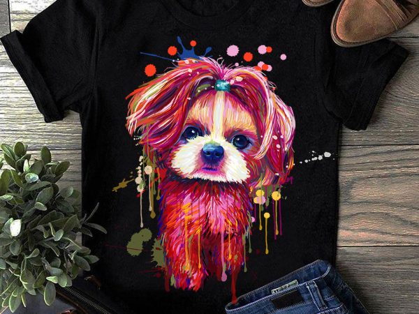 Shih tzu – hand drawing dog by photoshop – 7 graphic t-shirt design