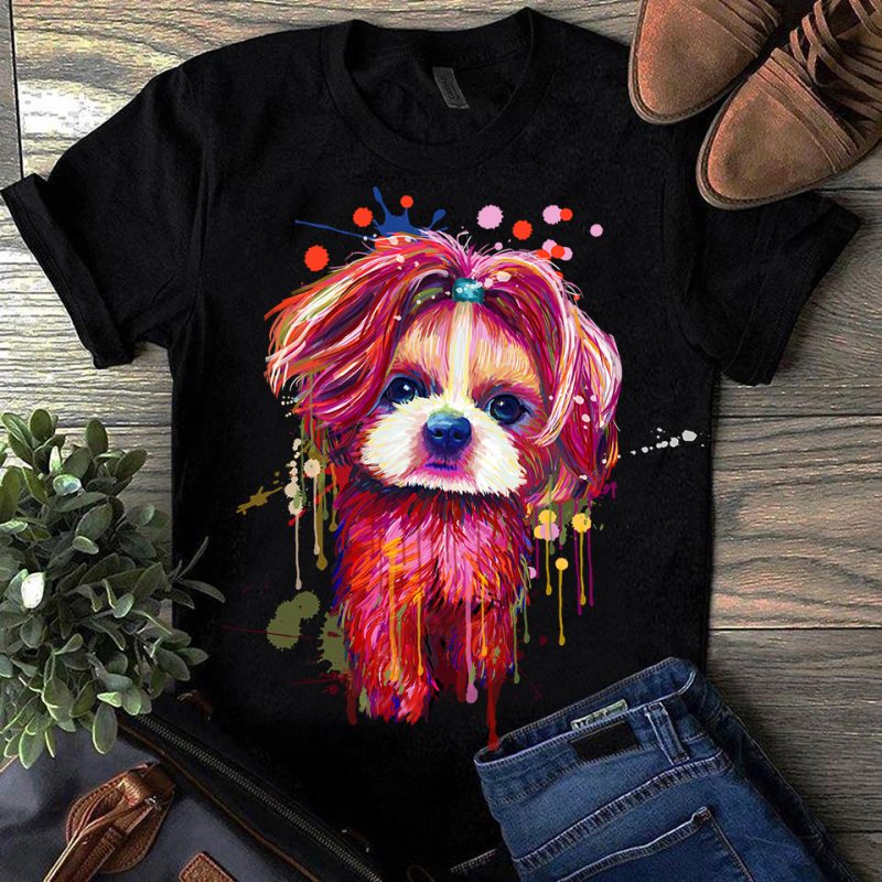 Shih Tzu – Hand Drawing Dog By Photoshop – 7 t-shirt designs for merch by amazon