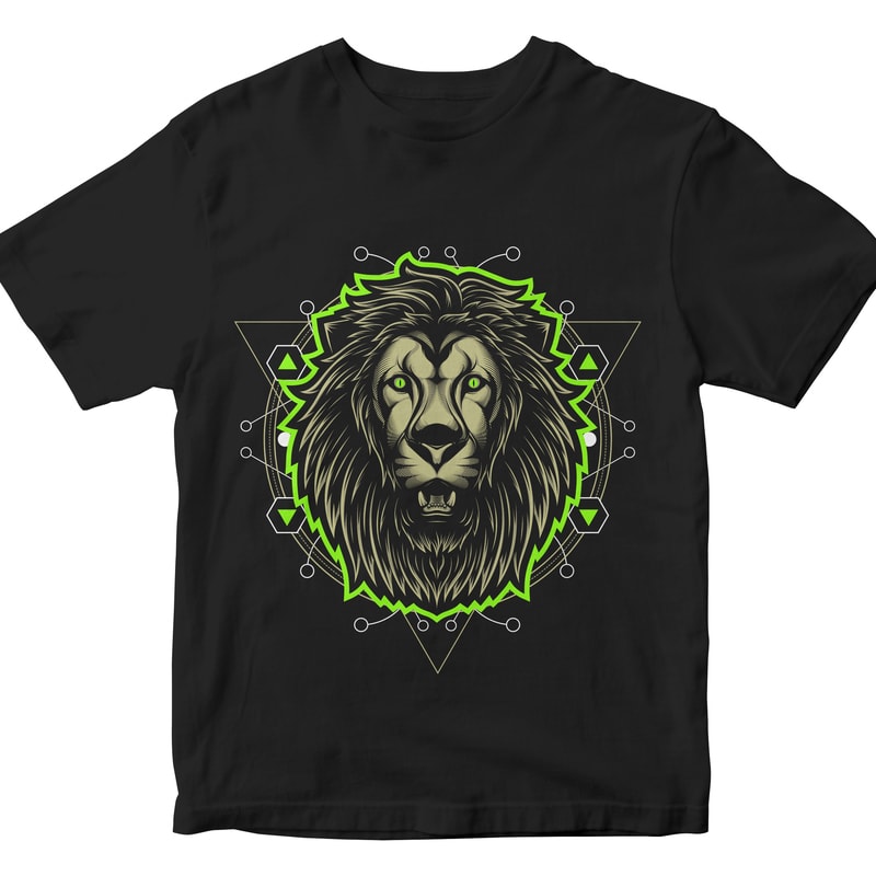 king lion geometric t-shirt designs for merch by amazon