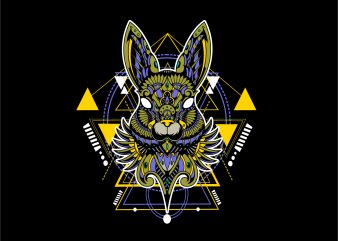 rabbit geometric t shirt design for sale