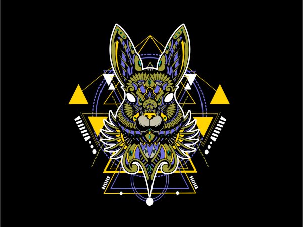 Rabbit geometric t shirt design for sale