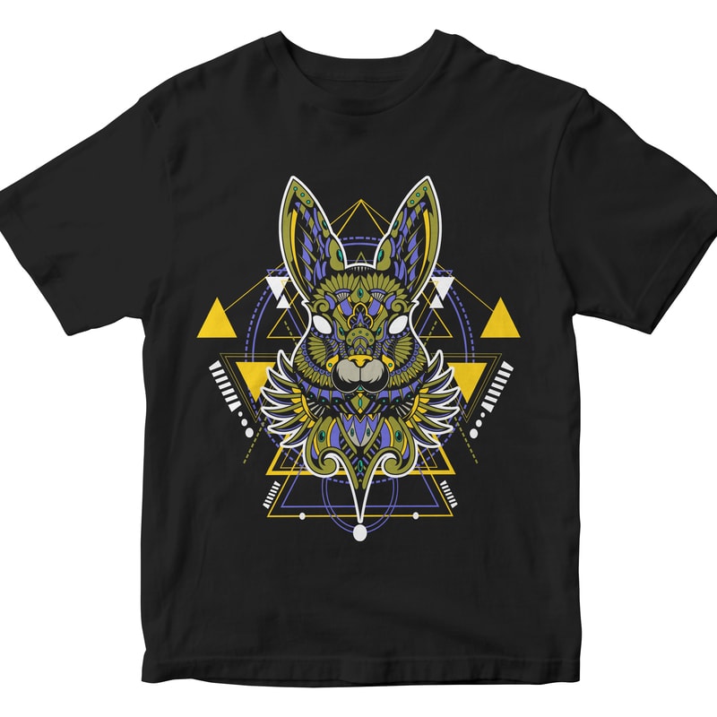 rabbit geometric t shirt designs for printify