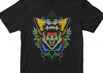 LION HEAD GEOMETRIC t shirt design for purchase