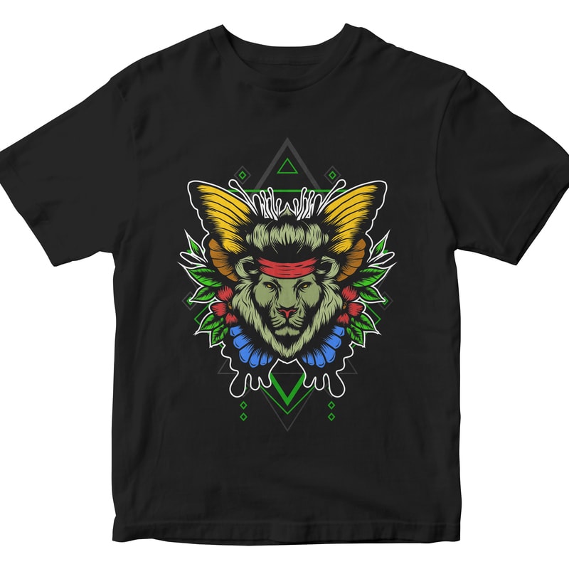 LION HEAD GEOMETRIC t shirt designs for merch teespring and printful