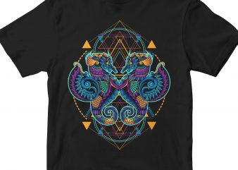 SEAHORSES GEOMETRIC commercial use t-shirt design