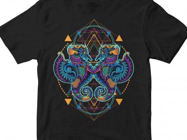 Seahorses geometric commercial use t-shirt design