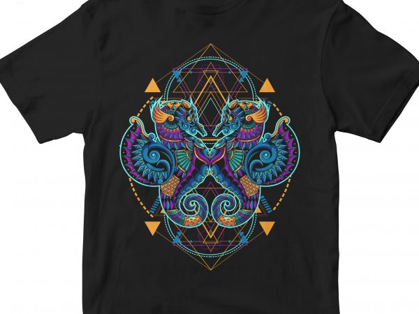 Seahorses geometric commercial use t-shirt design Seahorses geometric commercial use t-shirt design