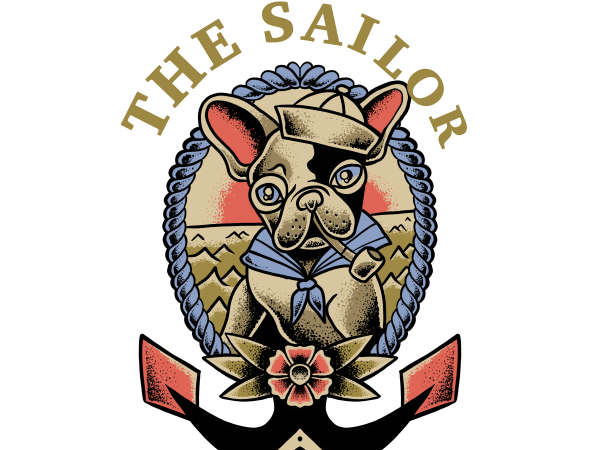 The sailor dog graphic t-shirt design