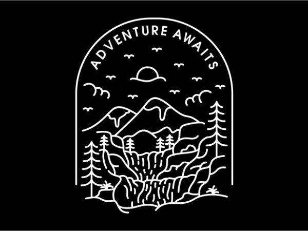 Adventure awaits tshirt design vector