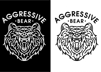 Aggressive Bear buy t shirt design for commercial use