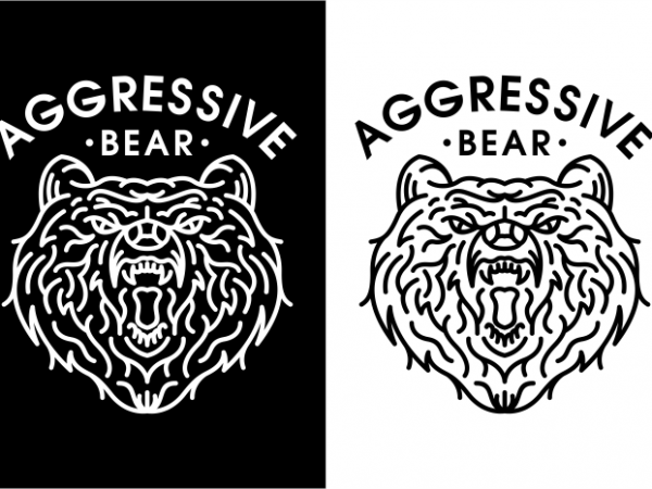 Aggressive bear buy t shirt design for commercial use