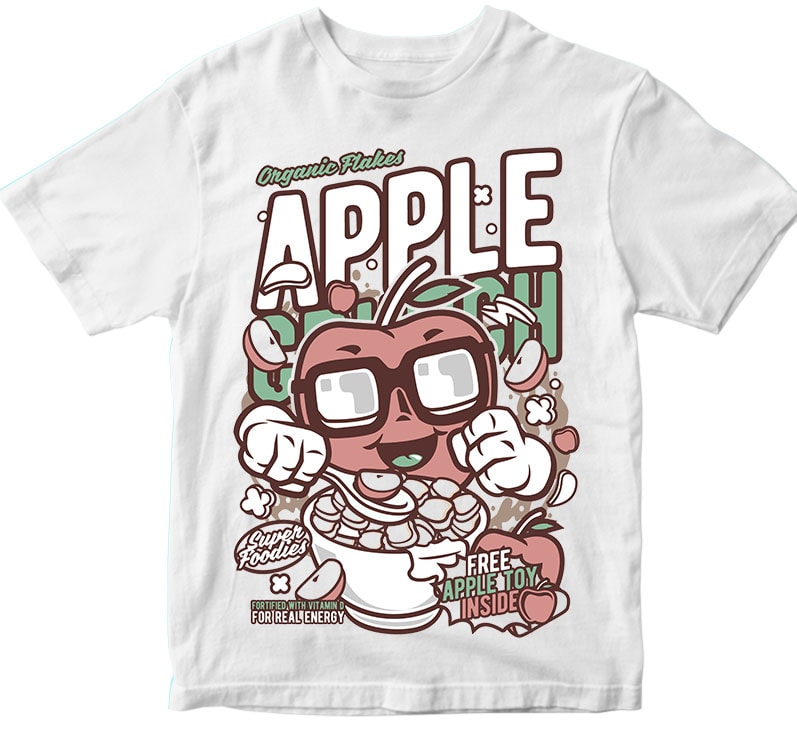 Apple Crunch t shirt designs for printify