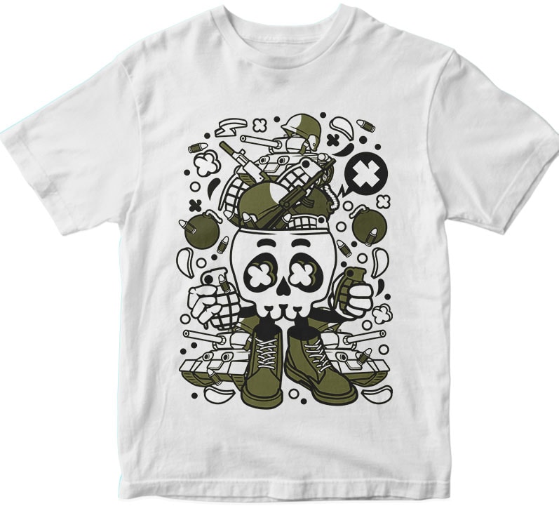 Army Skull Head t shirt designs for printify