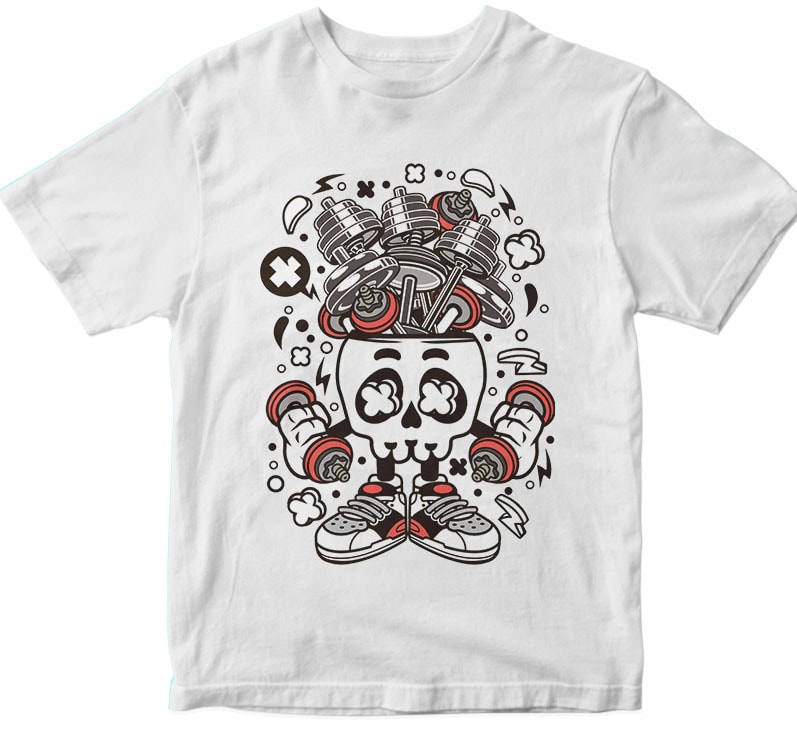 Barbell Skull Head t shirt design png